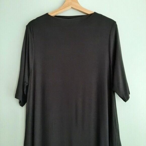 ZENANA PREMIUM T-shirt Dress Midi Minimalist Black Sz M - Picture 4 of 10